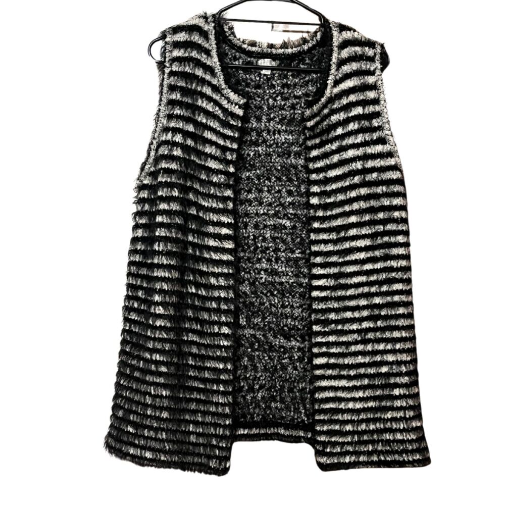 Women's Spense Black and White Sleeveless Cardigan Size Medium